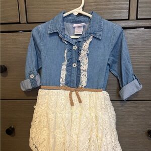 Little Lass Blue and Cream Lace Dress